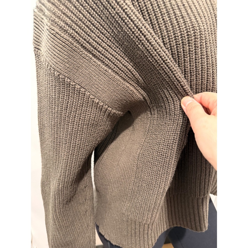 Banana Republic Womens Ribbed Mock Neck Button Henley Sweater Brown Olive/L - Picture 4 of 7